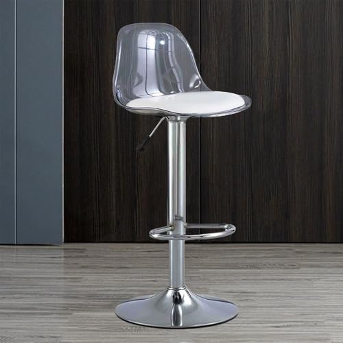 SJDUYD Barhocker aus transparentem Acryl, Frühstücksbarhocker aus PU-Leder in Thekenhöhe mit Rückenlehne, verstellbare drehbare Barhocker für Kücheninsel, Pub, Bar 60-80cm SJDUYD Barhocker aus transparentem Acryl, Frühstücksbarhocker aus PU-Leder in Thekenhöhe mit Rückenlehne, verstellbare drehbare Barhocker für Kücheninsel, Pub, Bar 60-80cm von SJDUYD