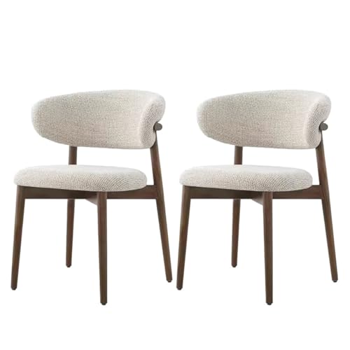 SJDUYD Esszimmerstuhl aus Holz, 2er-Set, Esszimmerstühle aus Massivholz mit Leinenkissen und gebogener Rückenlehne für Küche, Wohnzimmer, Esszimmer 2 Chairs von SJDUYD