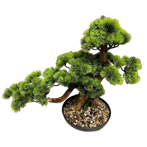 künstliche Pflanzen,Simulation Willkommenskiefer Bonsai Grün Pflanze,Zeder immergrüner Baum künstlicher Bonsai-Baum in Keramiktopf für Büro oder Heimdekoration von SJDUYD