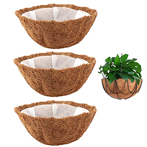 SJDWDX Runde Kokosfaser-Einlagen mit Vliesstofffutter – Ersatzfutter aus natürlicher Kokosfaser – zum Aufhängen von Pflanzkörben – Vliesfutter zum Schutz von Erde und Wasser (3 Stück) von SJDWDX