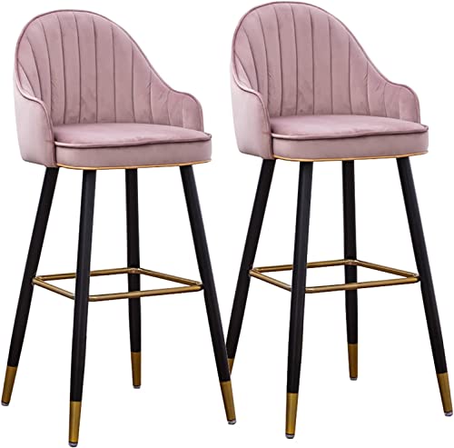 Barhocker 2er Set Samt Thekenhöhe Barstühle mit Rückenlehne ohne Armlehne Esszimmerstühle mit Fußstütze Kücheninsel Barhocker für Kücheninsel Bar Pub Bar Theke Kräftige Freundschaftsjahre von SJFJJKD