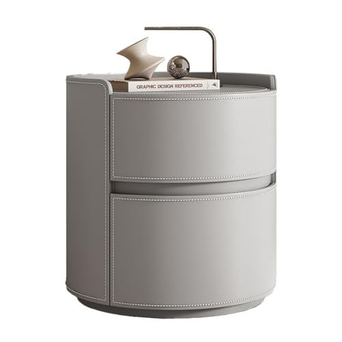 Minimalistischer hölzerner runder Endtisch mit 2 Schubladen für Schlafzimmer und Wohnzimmer Nordische Nachtmöbel mit Aufbewahrung kleiner Nachttisch für die Kleiderschrank Nation 40x40x50 cm weißes von SJFJJKD