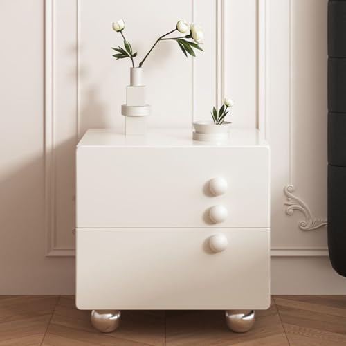 Moderne Holz Nachttisch -Creme -Stil Nachttisch mit 2 Lagerschubladen und Kugelschrankbeine Holz Akzenttisch für Küchenschlafzimmer Wohnzimmer groß Größe Friendship Years von SJFJJKD