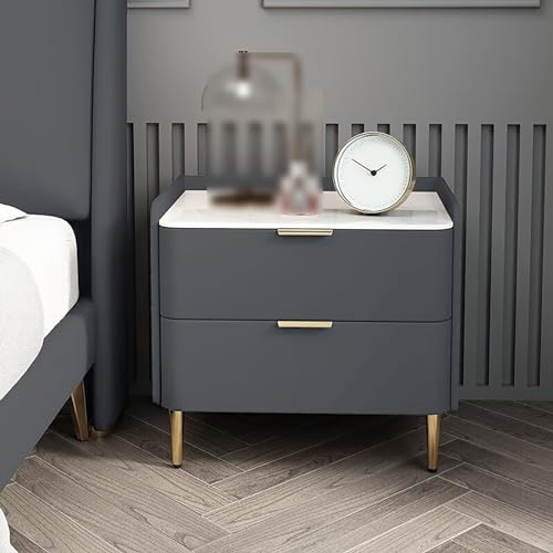 Moderner Nachttisch am Bett mit doppelten Schubladen und sich verjüngten Beinen kleiner Raum Schlafzimmer Möbelschrank ideal für Schlafzimmer oder Wohnzimmer 40x40 x 48 cm (Style13) Friendship Years von SJFJJKD