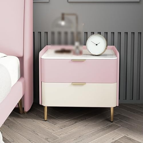 Moderner Nachttisch am Bett mit doppelten Schubladen und stilvollen, sich verjüngten Beinen kleiner Raum Schlafzimmer Lagerschrank für Schlafzimmer oder Wohnzimmer kompakte Möbel (40 x 40 x 48 cm von SJFJJKD