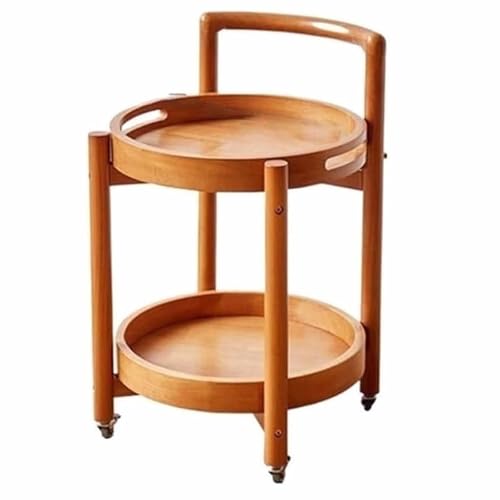 SJFJJKD 2 -Tier -Endtisch mit Rädern und Tablett Kleiner Nachttisch oder Beizertisch hölzerne Kaffeetisch für Wohnzimmer oder Schlafzimmerkirschen Finish Friendship Years von SJFJJKD