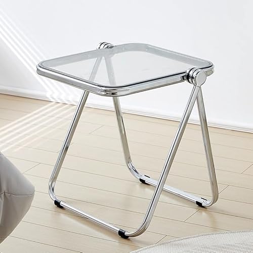 SJFJJKD Acrylklappkandentisch für Sofa Schlafzimmer oder Nachts tragbarer und Kleiner Endtisch mit grauem Metallrahmen ideal für Kaffee und Snacks Friendship Years von SJFJJKD
