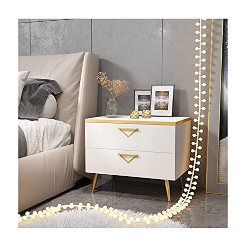 SJFJJKD Grauweiß, Schlafzimmer-Regal-Nachtschrank, Nachtständer mit 2 Schubladen ， E1 umweltfreundlichem Material am Nachtstockschrank 40 * 50 * 48 cm (Farbe: with) Friendship Years von SJFJJKD