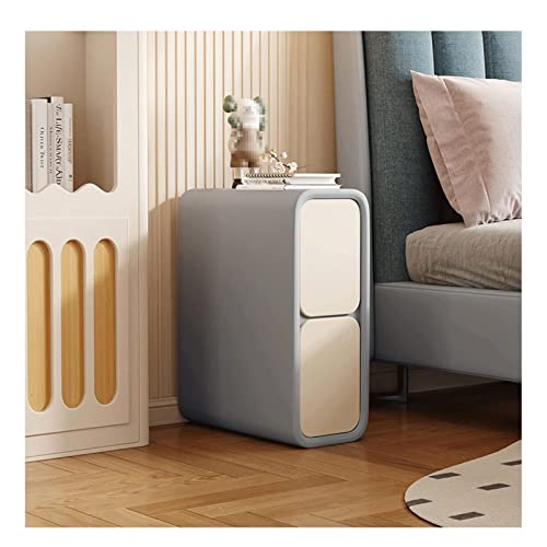 SJFJJKD Minimalistischer Nachttisch mit 2 Schubladen mit Mikrofaser-Leder-Finish, schmaler Nachttisch für kleine Räume, Schlafzimmerschrank und Sofa, Beistelltisch, schmale Schlafzimmermöbel zur von SJFJJKD