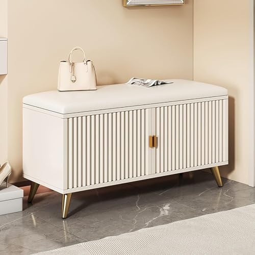 SJFJJKD Moderne, schlanke Bank mit versteckter Tür, Schuhschrank von Nizer für High Heels, Eingangsbereiche, Schränke (Weißgold) Friendship Years von SJFJJKD