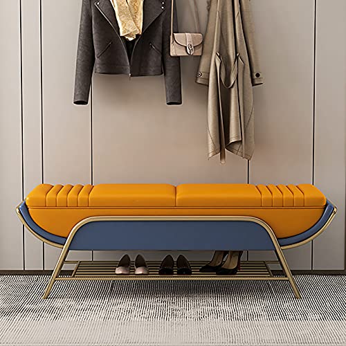 SJFJJKD Moderne Bank mit Ablagefläche und Kunstleder-gepolstertem Sitz, Premium-Organizer für Schuhe und Accessoires im Eingangsbereich, 100 x 40 x 45 cm (39 x 16 x 18 Zoll) Friendship Years von SJFJJKD
