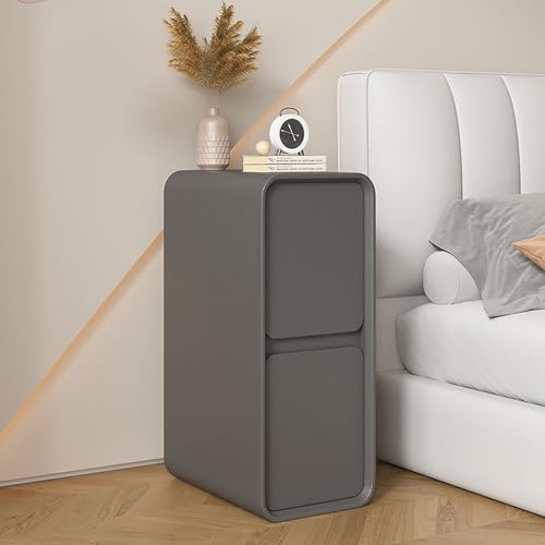 SJFJJKD Moderne Slim mit 2 Schubladen Kunstleder Nachttisch für Schlafzimmer oder Wohnzimmer Kleiner Aufbewahrungsschrank für Sofa Seite dunkelgrau 30 cm Friendship Years von SJFJJKD