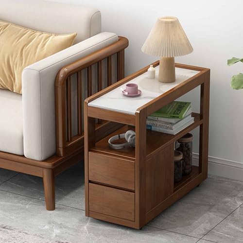 SJFJJKD Moderner Holzendtisch mit Schublade Open Storage und Rädern schlanker Nachttisch für kleine Räume, die schmal für Schlafzimmer oder Wohnzimmer Naturholz Finish Friendship Years SJFJJKD Moderner Holzendtisch mit Schublade Open Storage und Rädern schlanker Nachttisch für kleine Räume, die schmal für Schlafzimmer oder Wohnzimmer Naturholz Finish Friendship Years von SJFJJKD