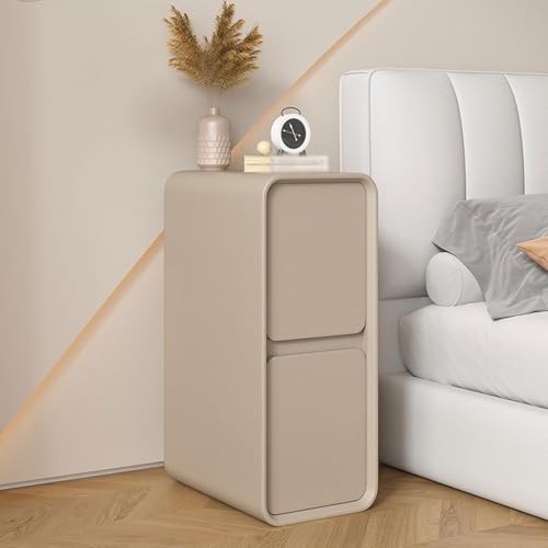 SJFJJKD Moderner Massivholznachttisch mit 2 Aufbewahrungsboxen schmal für wenig Platz im Wohnzimmer oder Schlafzimmer Freundschaftsjahr von SJFJJKD
