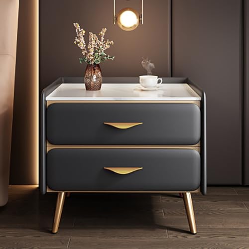 SJFJJKD Moderner minimalistischer Luxus mit Faux Marmor Top PU Leder Finish und 2 Schubladen Lagerschrank für Schlafzimmer oder Wohnzimmer grau 45 x 40 x 52 cm Friendship Years SJFJJKD Moderner minimalistischer Luxus mit Faux Marmor Top PU Leder Finish und 2 Schubladen Lagerschrank für Schlafzimmer oder Wohnzimmer grau 45 x 40 x 52 cm Friendship Years von SJFJJKD