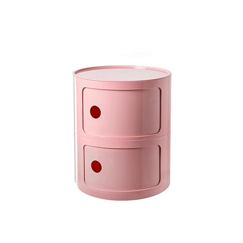 SJFJJKD Moderner nordischer Nachttisch mit kreisförmigem Design in Hellrosa Farbe Kleiner Schrank mit 2 Schichten kreativ und einfacher Mini -Seitenschrank für Schlafzimmerdekoration Friendship Years von SJFJJKD