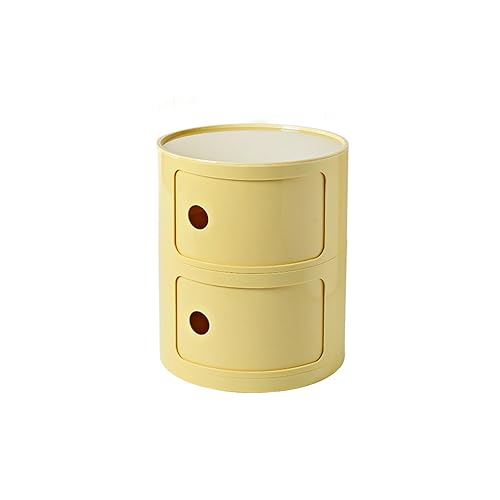 SJFJJKD Moderner nordischer Nachttisch mit kreisförmiger Design und 2 Schichten hellgelbe Farbe Kleiner kreativer Schrank für Internet -Prominente Friendship Years von SJFJJKD