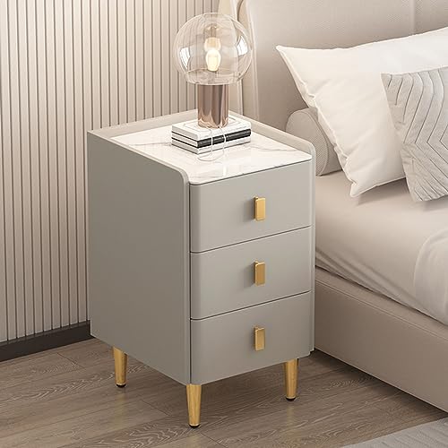 SJFJJKD Moderner schmaler hölzerner Nachttisch mit künstlichem Leder verpacktes Felsplattenplatte Ultra -schmale Design für kleine Schlafzimmer in hellgrauem 30x40x60 cm erhältlich Friendship Years von SJFJJKD