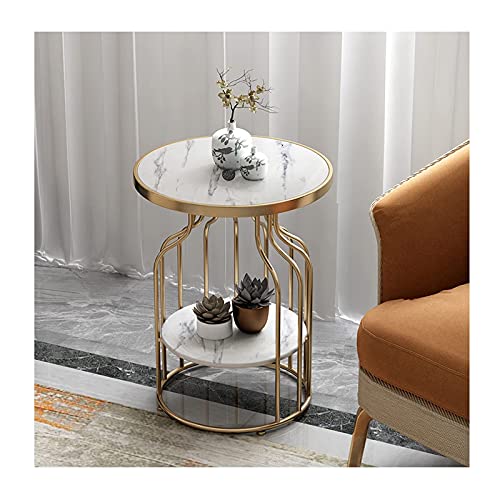 SJFJJKD Nordic Marmor White, Wohnzimmer Rockbrett Nachttisch Leichter Luxus, Balkon Sofa Nachtschrank schwarz, Seitentisch Wohnzimmer 50 x 58 cm (Farbe: B) Friendship Years von SJFJJKD