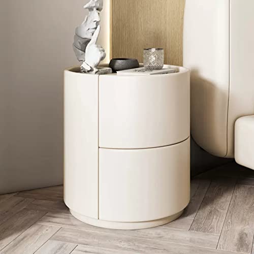 SJFJJKD Runder Nachttisch Massivholz mit 2 Schubladen Lagerschrank Moderne einfache Mini -Bett -Schlafzimmer -Endtische Friendship Years von SJFJJKD