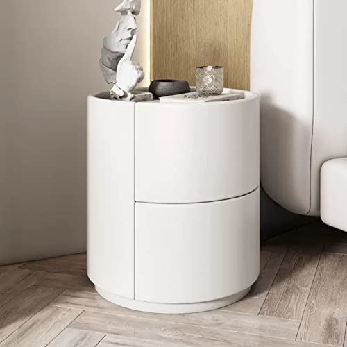 SJFJJKD Runder Nachttisch Massivholz mit 2 Schubladen Lagerschrank Moderne einfache Mini -Bett -Schlafzimmer -Endtische Friendship Years von SJFJJKD