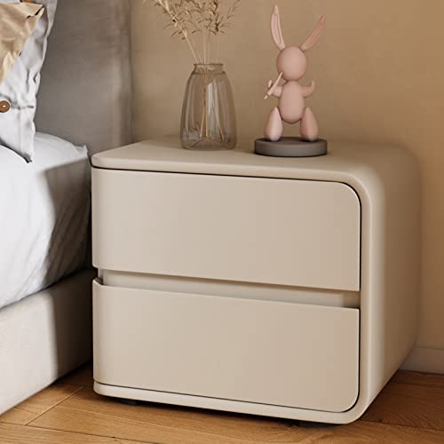 SJFJJKD Schlafzimmer moderner massiver Holzaufbewahrung Nachttisch mit 2 Schubladen Mikrofaser Leder gerundet Friendship Years von SJFJJKD