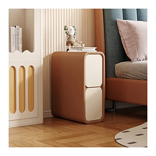 SJFJJKD Slim -Bett -Endtisch mit 2 Schubladen Mikrofaser Leder Nachttisch Kleiner Raum Schlafzimmer Möbel Hellbraun und beige 30x40x50 cm (11,8x15.7x19.6in) Friendship Years von SJFJJKD