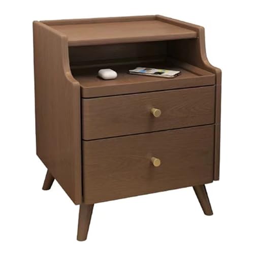 SJFJJKD Walnuss -Holz -Nachttisch mit Auszug Regal 2 Schubladen Raumsparende Design Nachttisch für Schlafzimmer oder Wohnzimmer 15.7 Zoll Breite Friendship Years von SJFJJKD