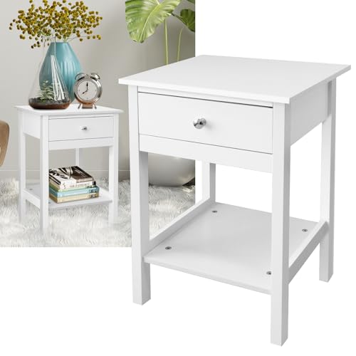Schrank Weißer Beistelltisch großer Nachttisch mit 1 Schublade 1 offene Regal Schlafzimmer Seitentische moderner Sofa -Tisch für Home Office einfach zu montieren und zu reinigen 38d x 40W x 60h cm Schrank Weißer Beistelltisch großer Nachttisch mit 1 Schublade 1 offene Regal Schlafzimmer Seitentische moderner Sofa -Tisch für Home Office einfach zu montieren und zu reinigen 38d x 40W x 60h cm von SJFJJKD