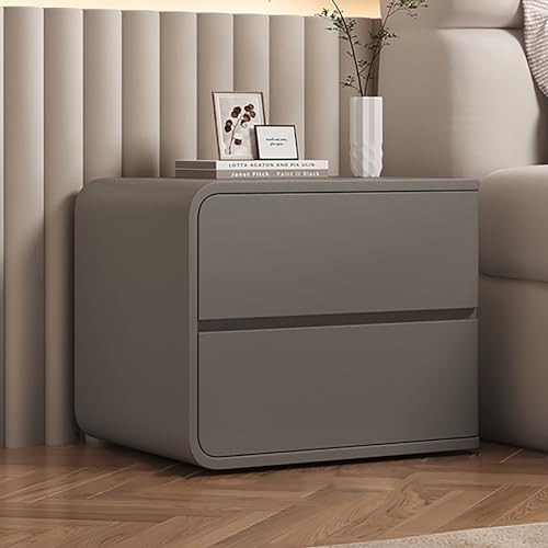 Seitentische Schlafzimmer, kleine Nachtständer für kleine Räume, Endtisch Beizertisch, Holznachtständer, mit 2 Lagerschubladen, für Büro, Schlafzimmer, Studium (Dunkelgrau, 50 x 40 x 47 cm) Friendship von SJFJJKD