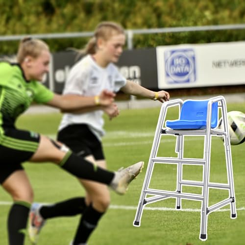 SJFYB Schiedsrichterstuhl mit Fußballmotiv, robuster Edelstahl, Abnehmbarer Hocker für Tennistrainer, Rettungsschwimmerstühle für Erwachsene für die Küstenwache mit Loch für Sonnenschutz von SJFYB