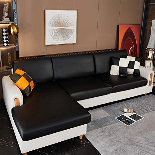Luxuriöser Sofabezug aus PU-Leder für 2-, 3-, 4-Sitzer, wasserdicht, dehnbar, Ecksitzbezug mit Gummizug, Couch-Schild, Möbelschutz für Haustiere und Kinder von SJH