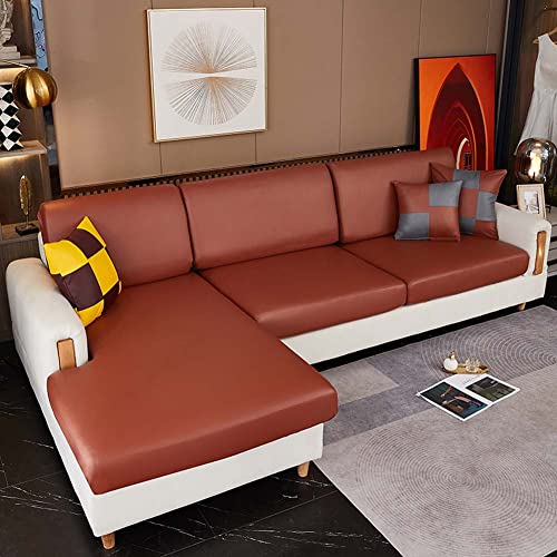 Luxuriöser PU-Leder-Sofa-Schonbezug für 2-, 3-, 4-Sitzer, wasserdicht, dehnbar, Ecksitzbezug mit Gummizug, Couch-Schild, Möbelschutz für Haustiere und Kinder von SJH