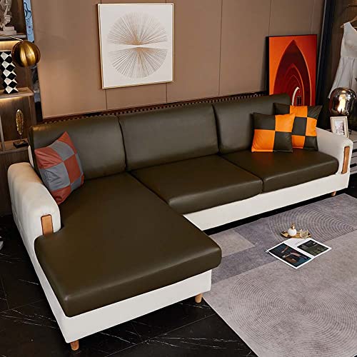 Luxuriöser Kunstleder-Sofabezug für 2-, 3-, 4-Sitzer, wasserdicht, dehnbarer Ecksitzbezug mit Gummizug, Couchschutz, Möbelschutz für Haustiere und Kinder von SJH