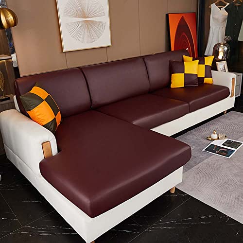 Luxuriöser PU-Leder-Sofa-Schonbezug für 2-, 3-, 4-Sitzer, wasserdicht, dehnbar, Ecksitzbezug mit Gummizug, Couch-Schild, Möbelschutz für Haustiere und Kinder von SJH