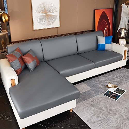 Luxuriöser PU-Leder-Sofa-Schonbezug für 2-, 3-, 4-Sitzer, wasserdicht, dehnbar, mit Gummizug, Couch-Schild, Möbelschutz für Haustiere und Kinder von SJH