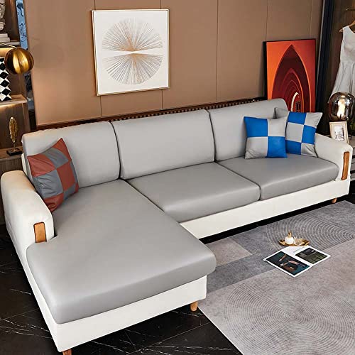 Luxuriöser PU-Leder-Sofa-Schonbezug für 2-, 3-, 4-Sitzer, wasserdicht, dehnbar, mit Gummizug, Couch-Schild, Möbelschutz für Haustiere und Kinder von SJH