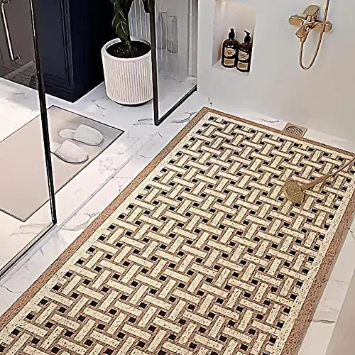 Luxus Badematte PVC Anti Rutsch Teppich Luffa Teppich für Innen Dusche Waschbar Bodenteppich Rechteckig Atmungsaktiv Badezimmerteppich für Nassbereiche von SJH