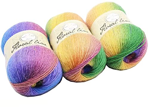 Mehrfarbige Wollknäuel in Regenbogenfarben, Grobstrick, Doppel-Pom-Pom-farbig, weiche Wolle zum Stricken, Häkeln, Weben, DIY-Projekte, 3 x 100 g Mehrfarbige Wollknäuel in Regenbogenfarben, Grobstrick, Doppel-Pom-Pom-farbig, weiche Wolle zum Stricken, Häkeln, Weben, DIY-Projekte, 3 x 100 g von SJH