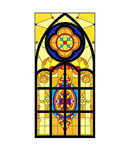 SJH Buntglas-Sichtschutzfolie, geometrischer Glasaufkleber, dekorativ, nicht klebend, UV-/hitzebeständig, Fensterfolie für Zuhause, Küche, Schlafzimmer von SJH