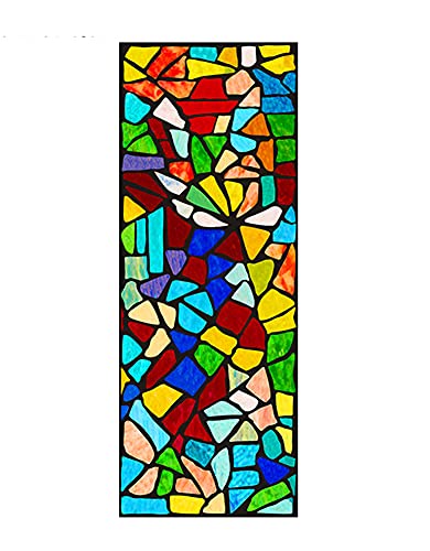 SJH Buntglas-Sichtschutzfolie, geometrischer Glasaufkleber, dekorativ, nicht klebend, UV-/hitzebeständig, Fensterfolie für Zuhause, Küche, Schlafzimmer von SJH