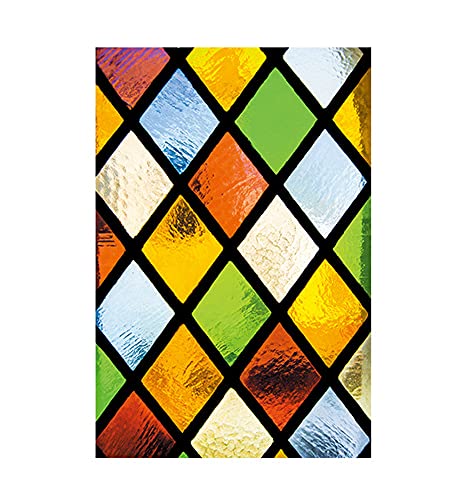 SJH Buntglas-Sichtschutzfolie, geometrischer Glasaufkleber, dekorativ, nicht klebend, UV-/hitzebeständig, Fensterfolie für Zuhause, Küche, Schlafzimmer von SJH