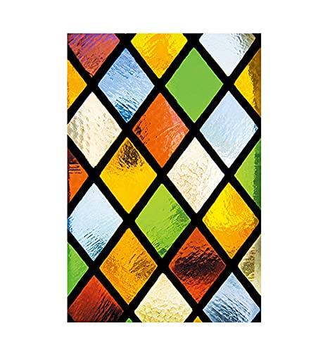 SJH Fensterfolie aus Buntglas, geometrischer Glasaufkleber, dekorativ, nicht klebend, UV-beständig, hitzebeständig, Fensterfolie für Zuhause, Küche, Schlafzimmer von SJH