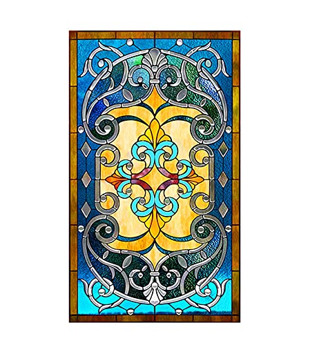 SJH Fensterfolie aus Buntglas, geometrischer Glasaufkleber, dekorativ, nicht klebend, UV-beständig, hitzebeständig, Fensterfolie für Zuhause, Küche, Schlafzimmer von SJH