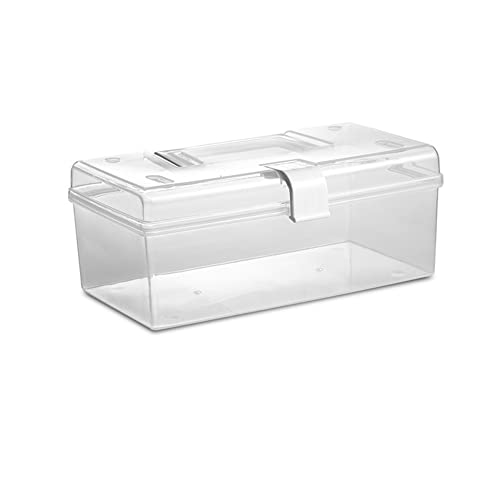 Transparente Medikamenten-Aufbewahrungsbox, Kunststoff, tragbar, für Kunst und Handwerk, Malwerkzeuge, Stifte, Buntstifte, Nähen, Erste-Hilfe-Aufbewahrungsbox von SJH