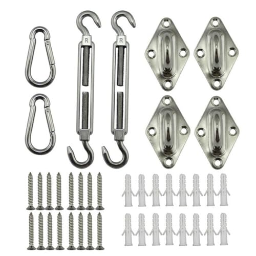24 teilesatz Sonnensegel Baldachin Zubehör 304 Edelstahl Hardware Kit Spannschloss Pad Auge Karabiner Clip Haken Schrauben Silber von SJHDUNBW EUR