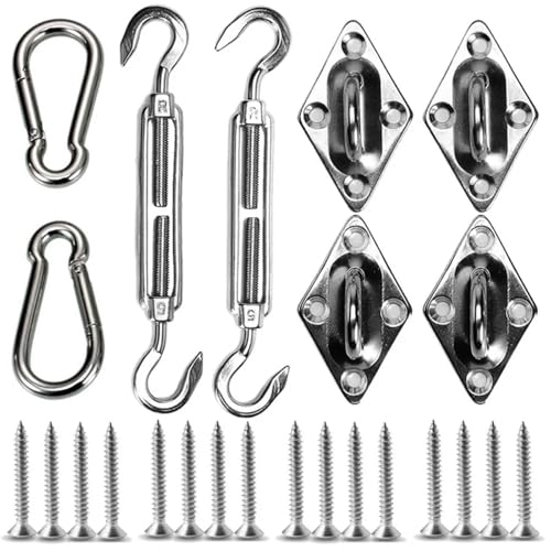24-teiliges Sonnensegel-Vordach-Zubehör, 304 Edelstahl, for die Installation von Markisensegeln im Freien, robustes Hardware-Kit von SJHDUNBW EUR