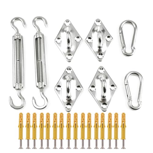 Edelstahl Garten Sonnenschirm Segel Zubehör Outdoor Schatten Baldachin Befestigungs Beschläge Sets for Rechteck Quadrat Schatten Hardware von SJHDUNBW EUR
