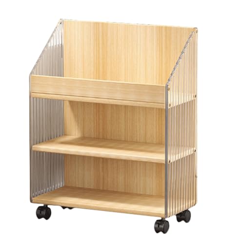SJHDUNBW EUR 3-stöckiger Bücherregal-Organizer, Holz-Buch-Organizer mit Acryl-Seitenwänden, Bücherregal-Aufbewahrung und Zeitschriftenständer für Schlafzimmer Bücherregal von SJHDUNBW EUR