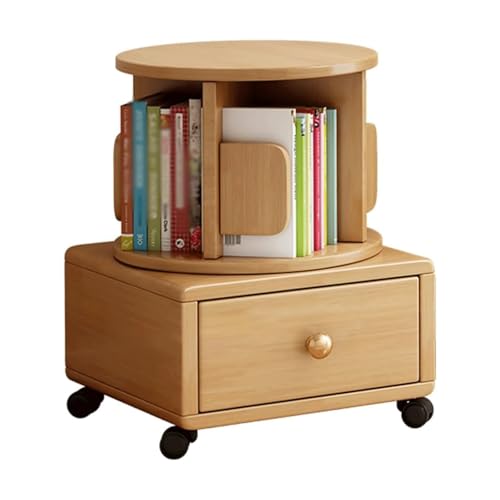 SJHDUNBW EUR Drehbares Bücherregal am Bett, kleines Bücherregal mit Schublade und Rollen, Bücherregal-Aufbewahrung und Zeitschriftenständer, leicht zugängliches Bücherregal Bücherregal von SJHDUNBW EUR